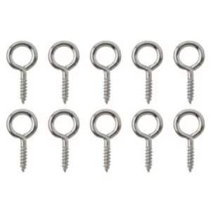 Image of BQ Nickel Effect Metal Screw Eye Pack of 10