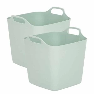 Image of Wham Green 25L Flexi-Store Square Tub Set of 2 Plastic