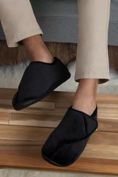 Image of Velour Closed Back Slipper With Velcro Opening