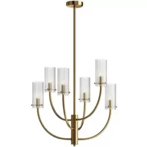 Image of Maytoni Arco Neoclassic Multi Arm Pendant Ceiling Light Brass, Glass Shade