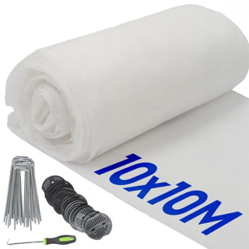 Image of Harbour Housewares Plant Frost Protection Set with Pegs & Plates - 10M x 10M (5 Rolls) in White White Unisex