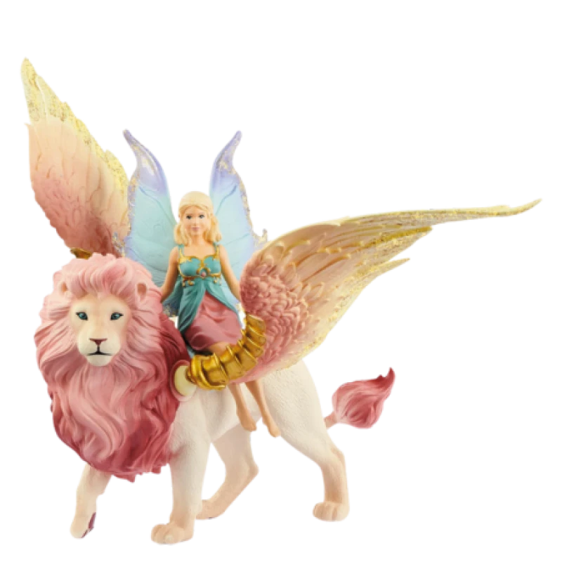 Image of Schleich Bayala Fairy in Flight on Winged Lion Figure a 70714 SCH-70714
