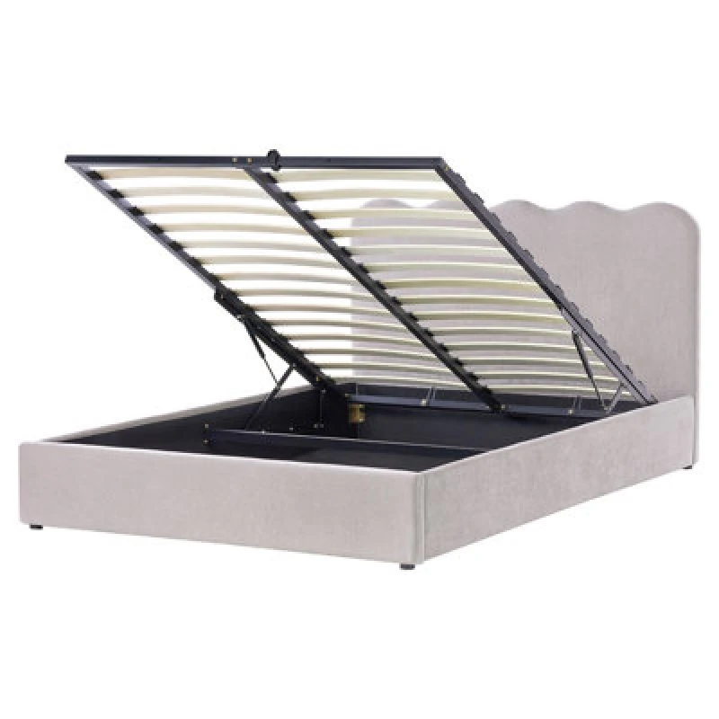 Image of Beliani Ottoman Bed Chenille Nanterre 160 X 200 Cm (Eu King Size) Taupe