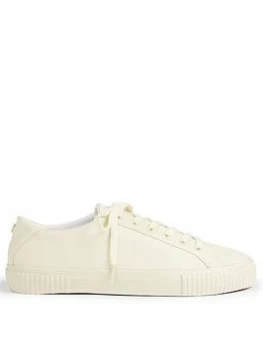 Image of Ted Baker Kimiah Leather Colour Drench Vulcanised Trainer - Ecru, Size 36, Women