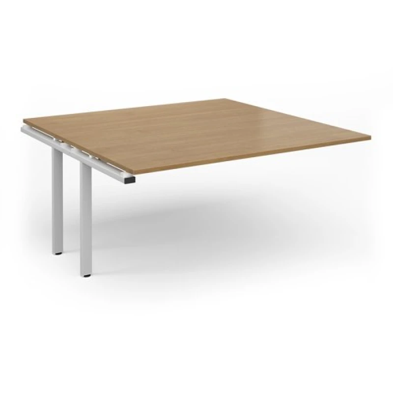 Image of Adapt Adapt boardroom table add on unit 1600mm x 1600mm - white frame, grey oak top EBT1616-AB-WH-GO