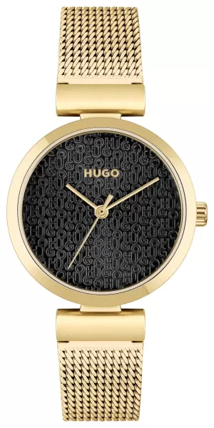 Image of HUGO Ladies Sweet Light Yellow Gold Mesh Strap Watch