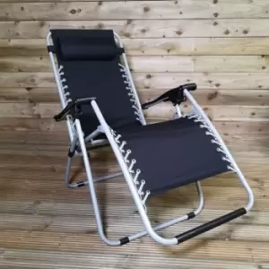 Image of Multi Position Garden Gravity Relaxer Chair / Sun Lounger - black/silver