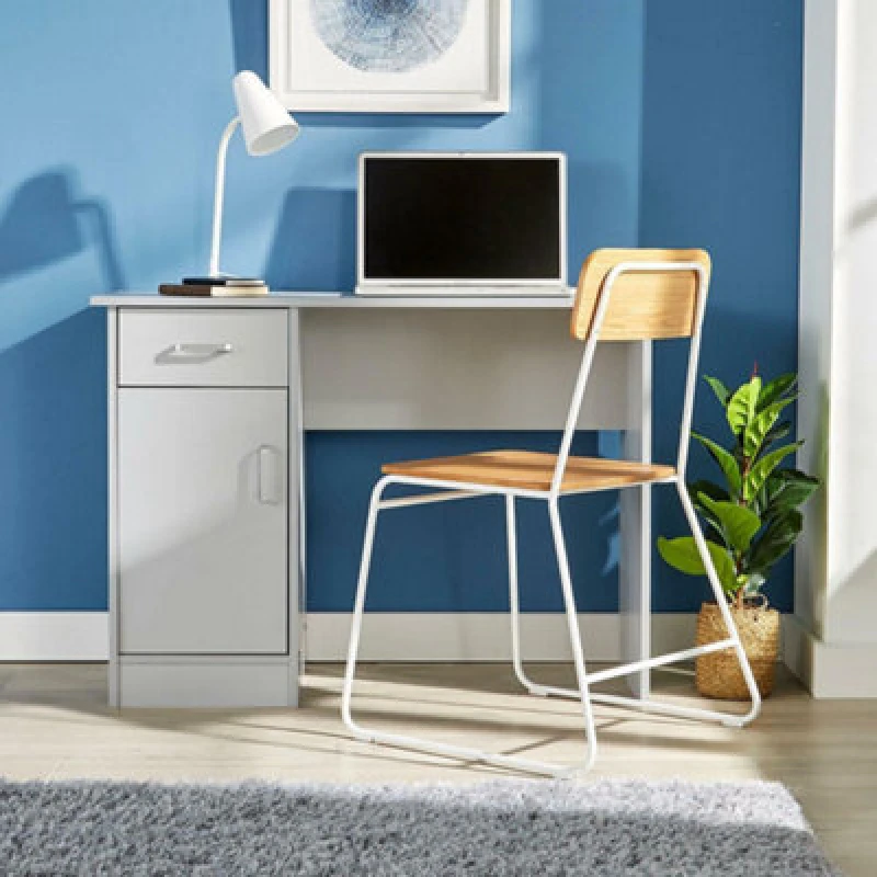 Image of Home Source Tyler 1 Drawer Home Office Computer Storage Desk Grey