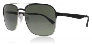 Image of Ray-Ban RB3570 Sunglasses Silver Top Shiny Black 90049A Polariserade 58mm