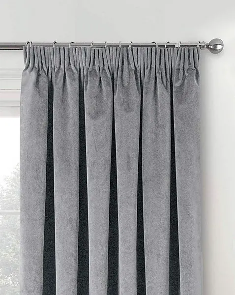Image of Oxford Thermal Velvet Curtain Grey 167 x 229cm YK67410