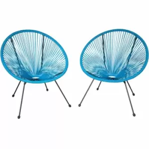 Image of Tectake Garden Chairs In Retro Design Set Of 2 Blue