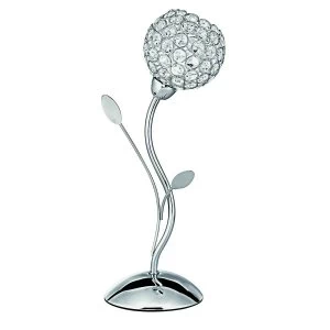 Image of 1 Light Table Lamp Flower Design Chrome and Glass, G9