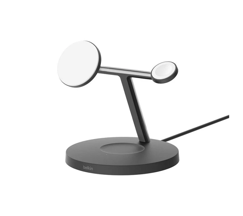 Image of BELKIN BoostCharge Pro Qi2 3-in-1 Magnetic 15 W Wireless Charging Stand - Black 745883900343