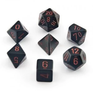 Image of Chessex Opaque Poly 7 Dice Set: Black/Red