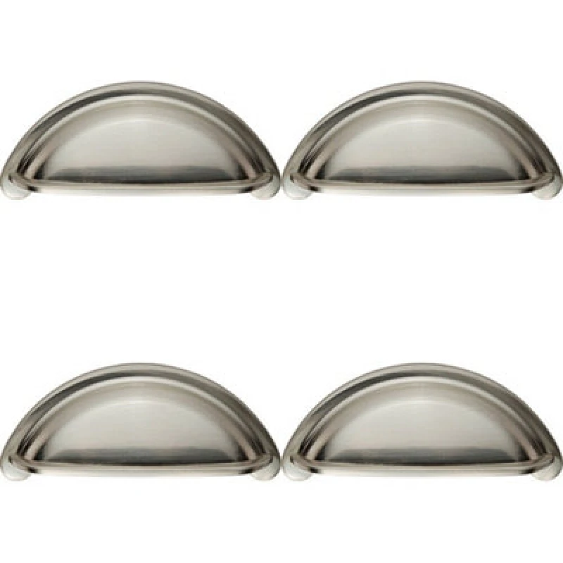 Image of Loops 4x Cabinet Cup Pull Handle 94 x 41.5mm 76mm Fixing Centres Satin Nickel Metallics unisex