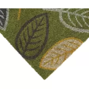 Image of Eco-Friendly Latex Backed Coir Door Mat, Falling Leaves - JVL