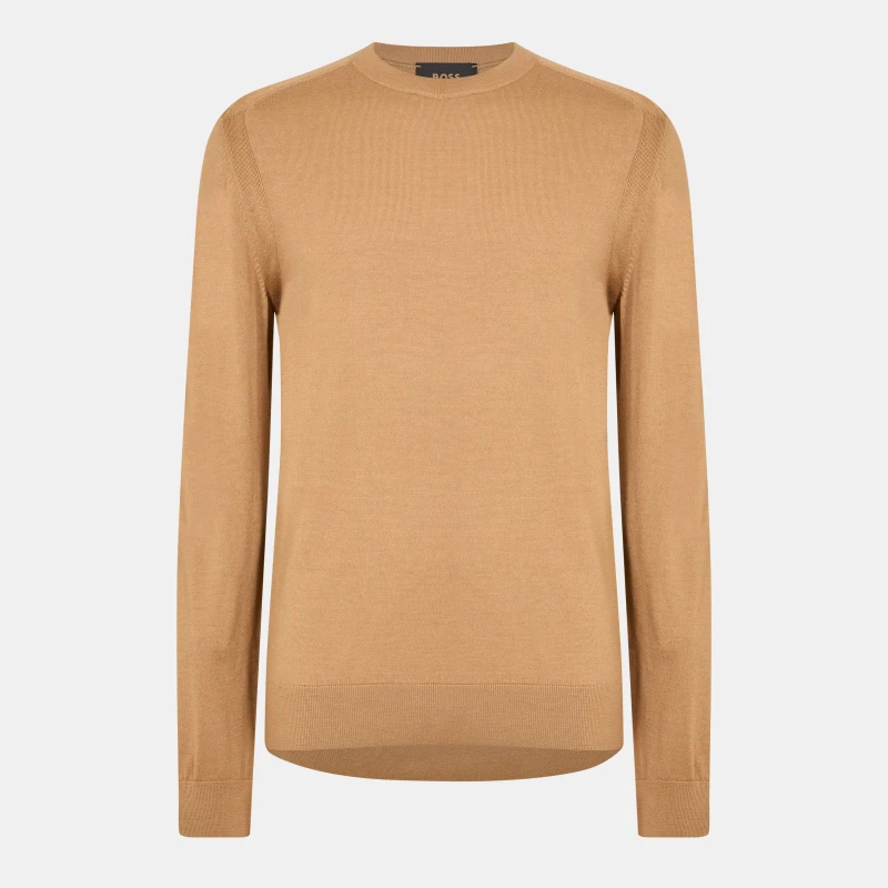 Image of Boss Mens L Overo Crew Neck Jumper Beige male L