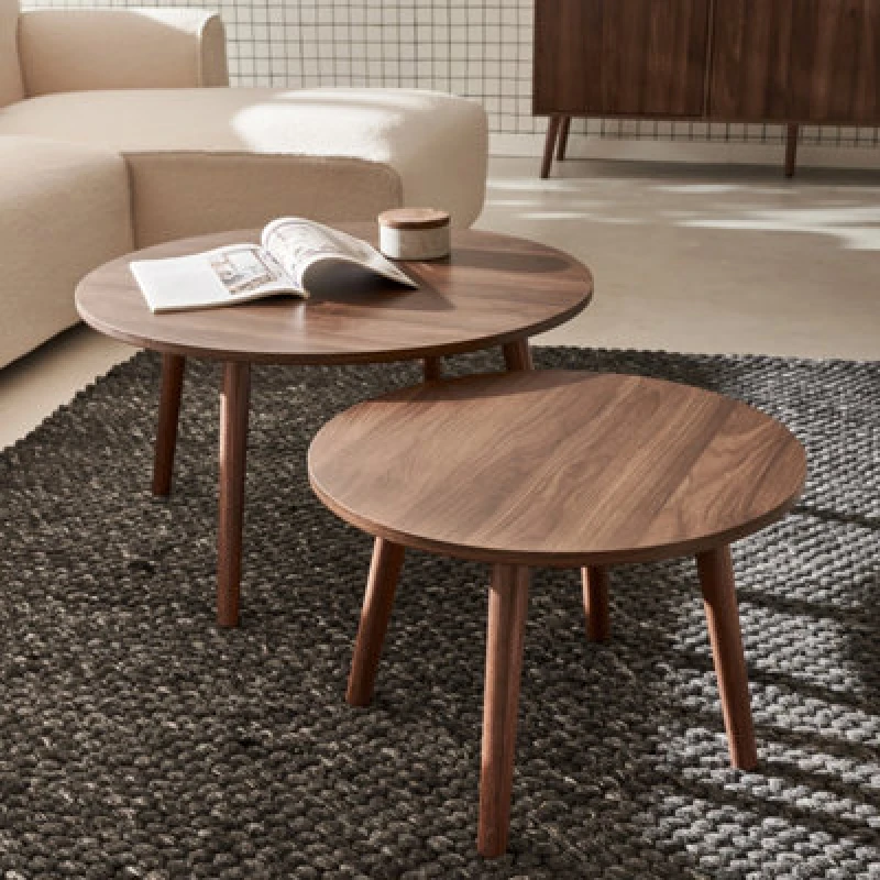 Image of sweeek Pair Of Walnut Nesting Coffee Tables With Wood Effect Brown