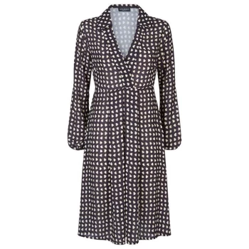 Image of James Lakeland V-neck Geo Print Dress - Black/Beige