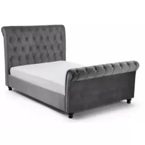 Image of Luxury Grey Soft Velvet Bed Frame 5ft Kingsize 150 x 200 - Magdalena