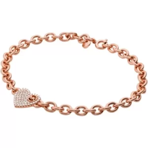 Image of Michael Kors 14k Rose Gold-Plated Sterling Silver Pave Heart Line Bracelet