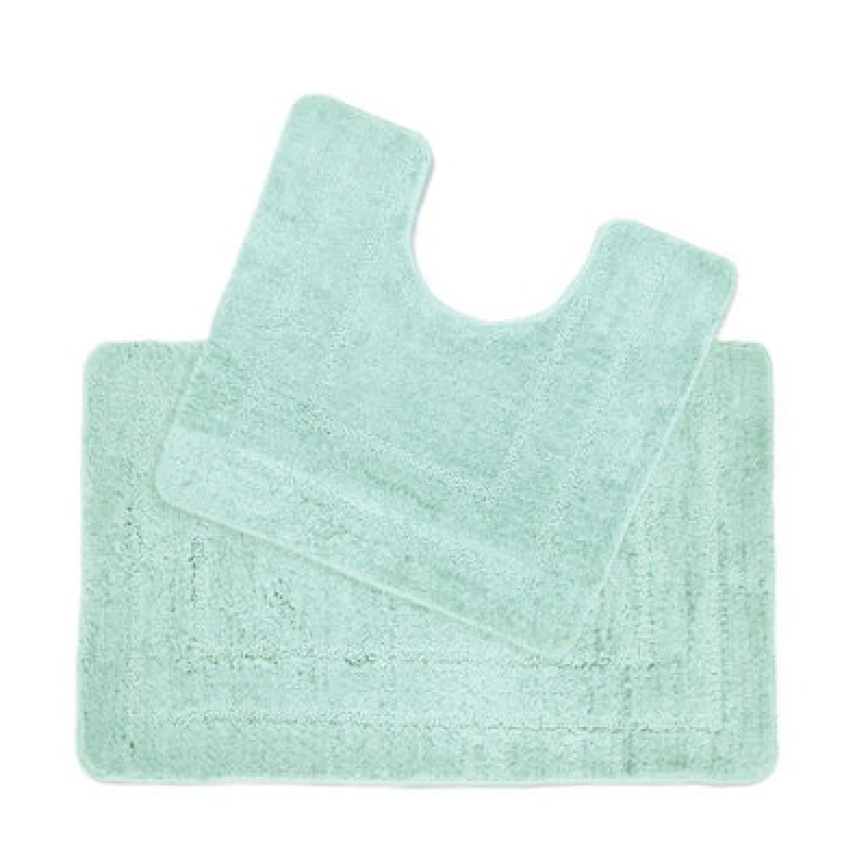 Image of Allure Bath Fashions Two Piece Non-Slip Bath Mat and Pedestal Mat Set Duck Egg Blue