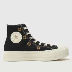 Image of Converse All Star Lift Festival Croche Trainers In Black & Gold