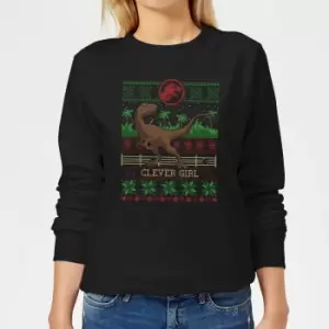 Image of Jurassic Park Clever Girl Womens Christmas Jumper - Black - 4XL