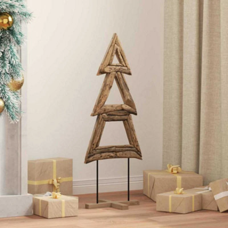 Image of Vidaxl Christmas Tree With Stand Brown 90 Cm Solid Teak Wood