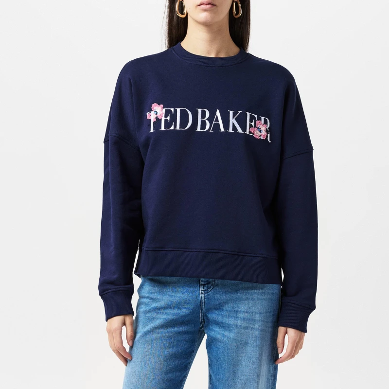 Image of Ted Baker Womens Stiila Crew Sweatshirt Navy female 14 (L)