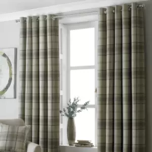 Image of Aviemore Tartan Faux Wool Eyelet Curtains Natural, Natural / 229 x 183cm