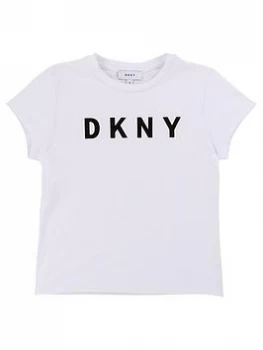 Image of DKNY Girls Short Sleeve Logo T-Shirt - White, Size Age: 14 Years, Women