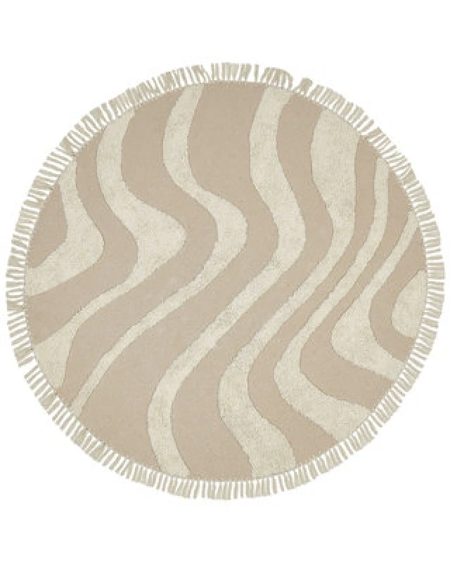 Image of Beliani Rug Artmak Beige 140 Cm Cotton