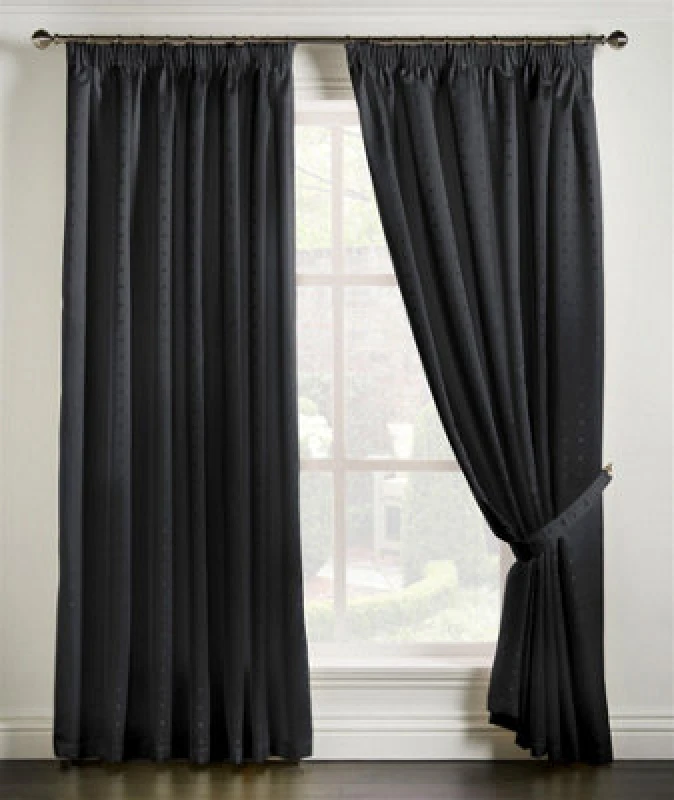 Image of Essential Living Adiso Pencil Pleat Taped Top Curtains Black 168cm x 229cm, Black MADTBL6690