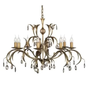 Image of Lily 8 Light Chandelier Metallic Bronze Floral Leaves Design