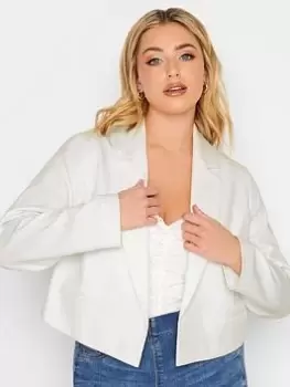 Image of Yours Cropped Blazer White, Size 16, Women