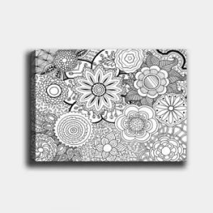 Image of MANDALA87 White Black Decorative Canvas Painting