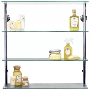 Image of Techstyle Wall Mounted Wide Glass 195 Cd / 140 DVD Storage Shelves Clear / Silver