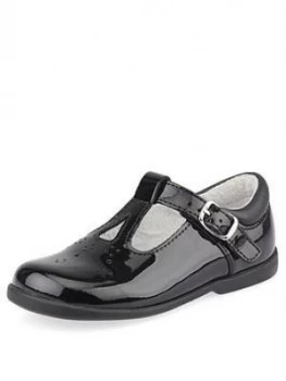 Image of Start-Rite Younger Girls Swirl T-Bar School Shoes - Black Patent