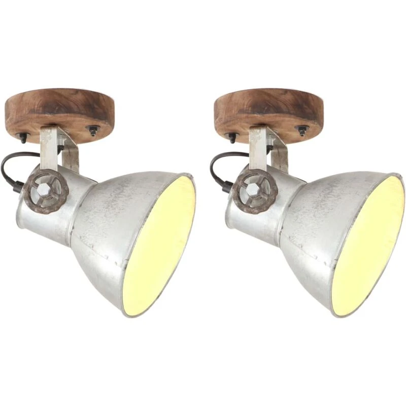 Image of VIDAXL Industrial Wall/Ceiling Lamps 2 pcs Silver 20x25cm E27 vidaXL 8720286023884