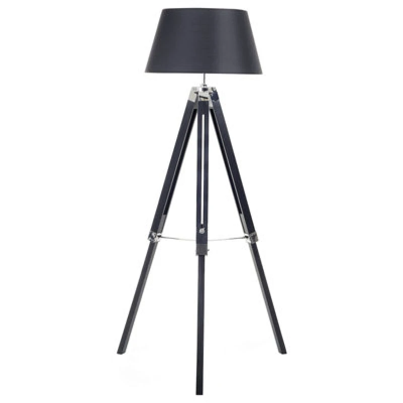 Image of Beliani Floor Lamp Madeira Pine Wood Black