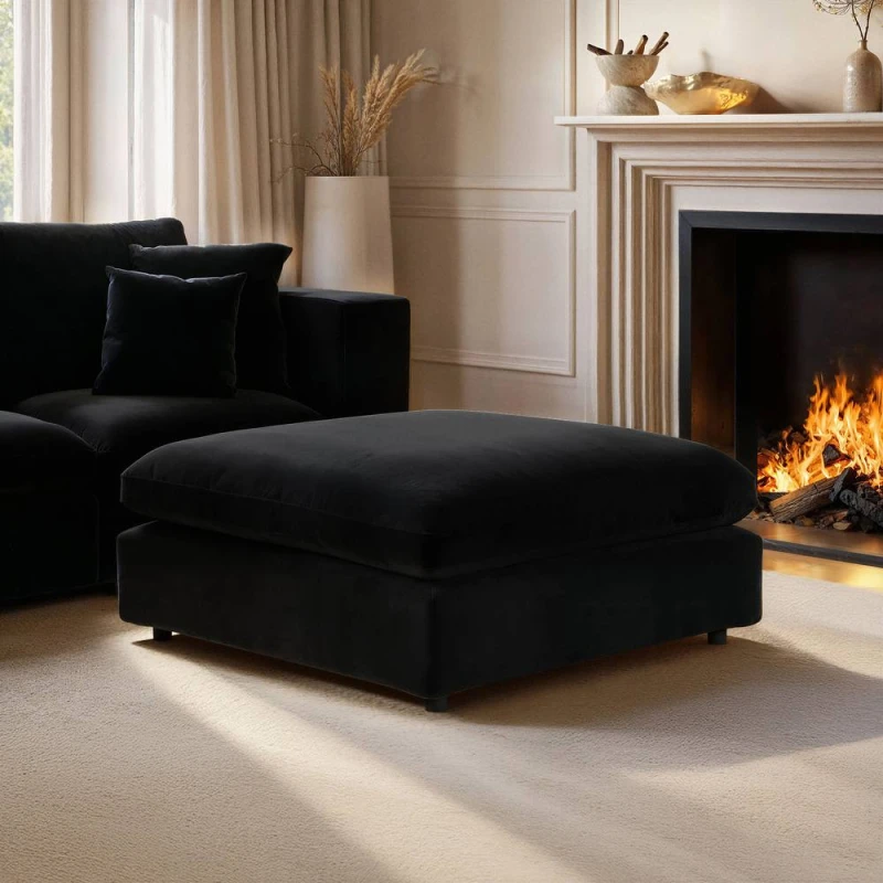 Image of Solace+Co Asher Footstool in Black Unisex