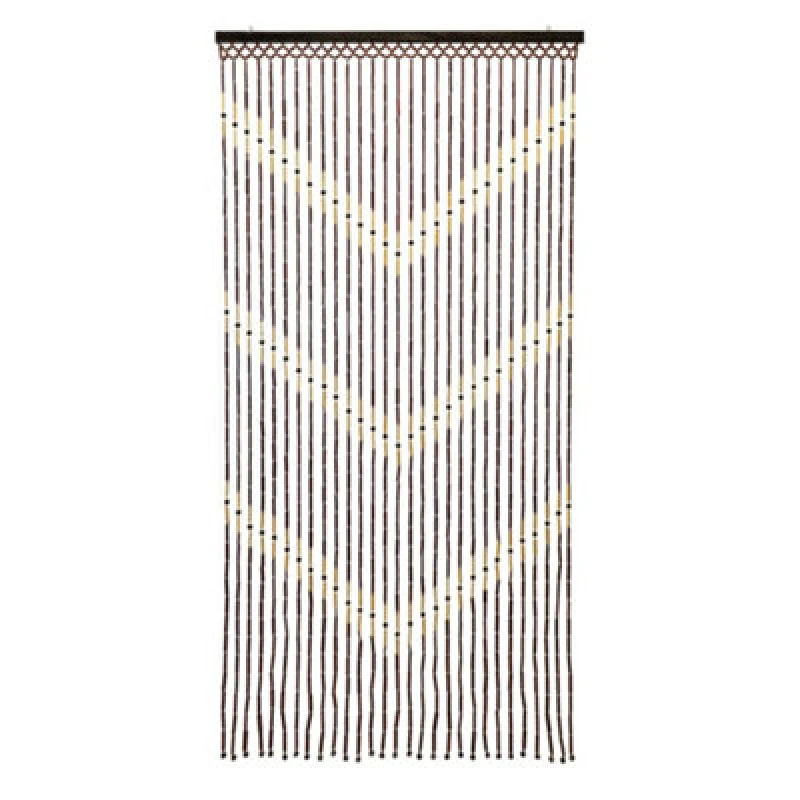Image of JVL JVL - Provence Hanging Wooden Beaded Door Curtain, Chevron Curtain Screen, 90x180cm 11-087CV