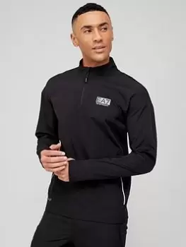 Image of EA7 Emporio Armani Ventus Quarter Zip Training Top - Black Size M Men