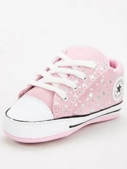 Image of Converse Chuck Taylor All Star Mid Cribster Canvas Trainers - Pink/Silver