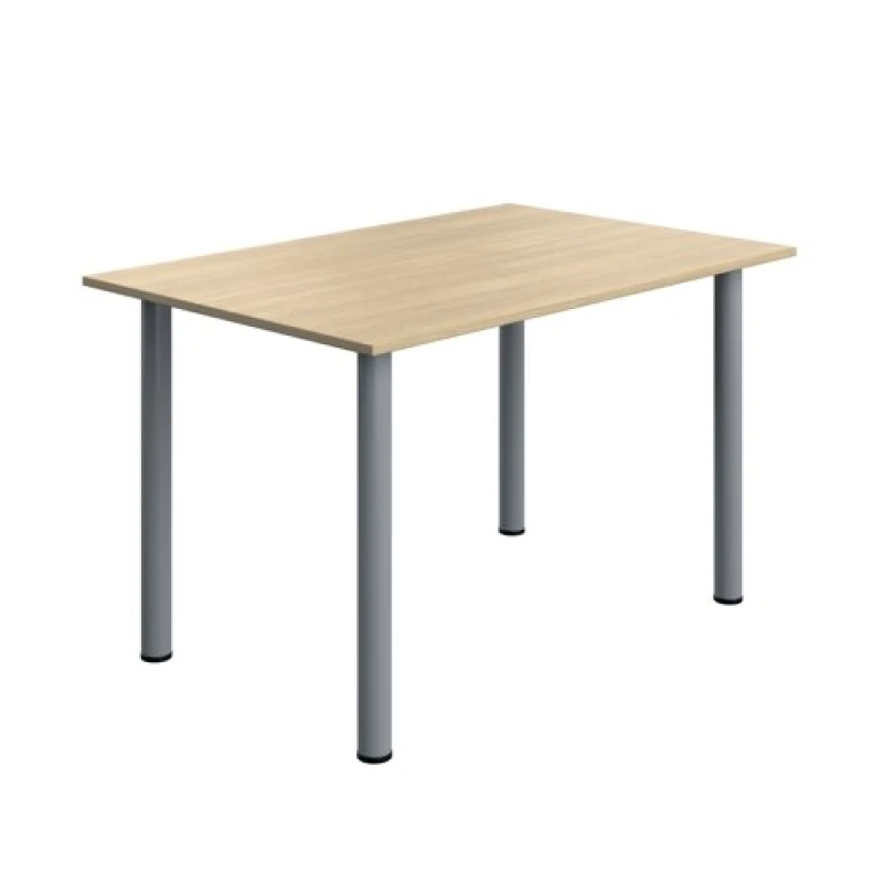 Image of Serrion Pole Leg Rectangular Table 1200x800x730mm Oak/Silver KF800258