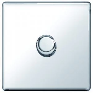 Image of Wickes Dimmer Switch 1 Gang 2 Way 400W Polished Chrome Screwless Flat Plate