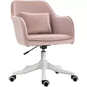 Image of Office Chair with Rechargeable Vibration Massage Lumbar Pillow, Wheels - Pink - Vinsetto