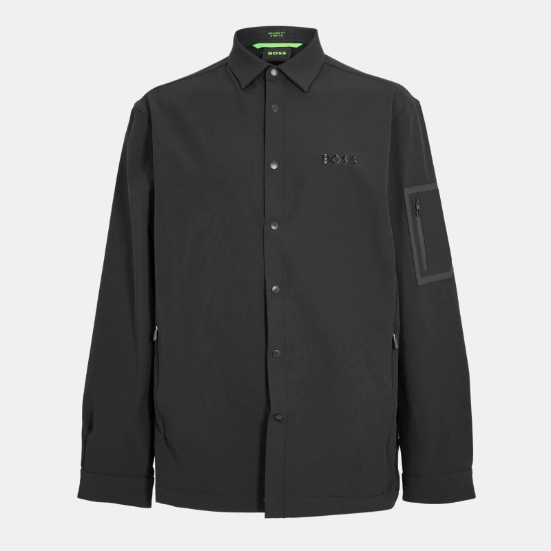 Image of Boss Mens Lite Plain Water Repellent 4-Way Stretch Long Sleeve Shirt Black male S