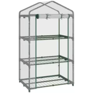 Image of Outsunny 3 Tier Mini Greenhouse Grow House With Roll Up Door 69X49X125Cm Clear